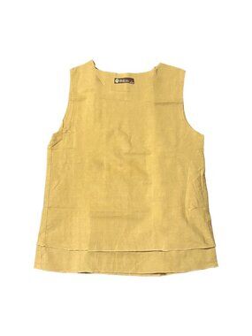 Sam's O Tree Women's Yellow 100% Linen Sleeveless Top